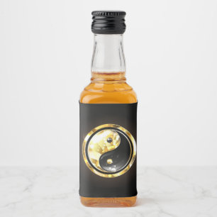 Gold Yin Yang auf schwarz Alkoholflaschenetikett