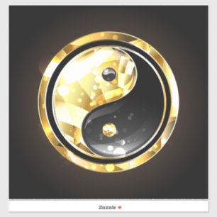 Gold Yin Yang auf schwarz Aufkleber