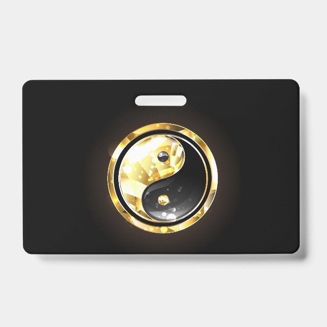 Gold Yin Yang auf schwarz Ausweis (Vorderseite)