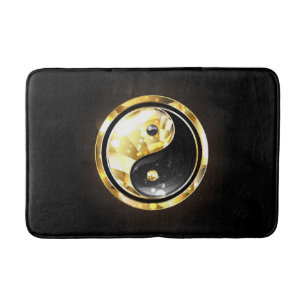 Gold Yin Yang auf schwarz Badematte
