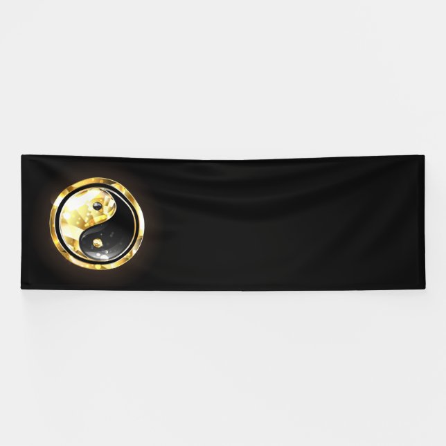 Gold Yin Yang auf schwarz Banner (Horizontal)