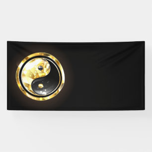 Gold Yin Yang auf schwarz Banner