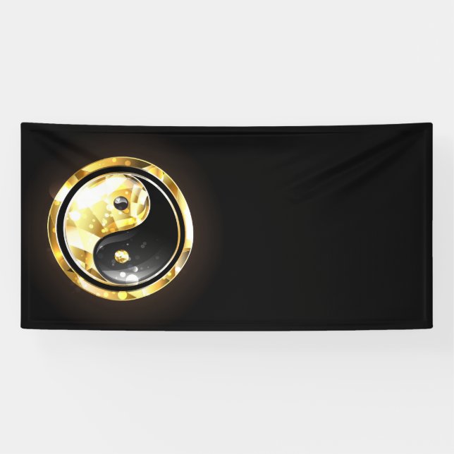 Gold Yin Yang auf schwarz Banner (Horizontal)
