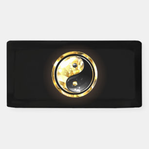 Gold Yin Yang auf schwarz Banner