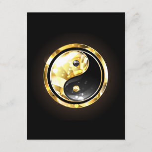 Gold Yin Yang auf Schwarz Begleitkarte