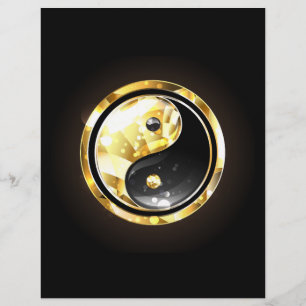 Gold Yin Yang auf schwarz Briefbogen