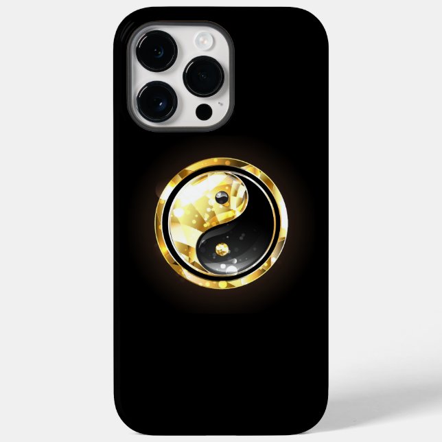 Gold Yin Yang auf schwarz Case-Mate iPhone Hülle (Rückseite)