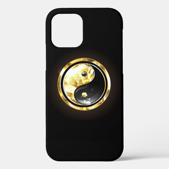 Gold Yin Yang auf schwarz Case-Mate iPhone Hülle (Rückseite)