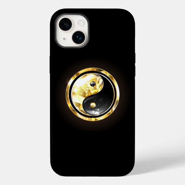Gold Yin Yang auf schwarz Case-Mate iPhone Hülle (Rückseite)