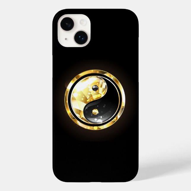 Gold Yin Yang auf schwarz Case-Mate iPhone Hülle (Rückseite)