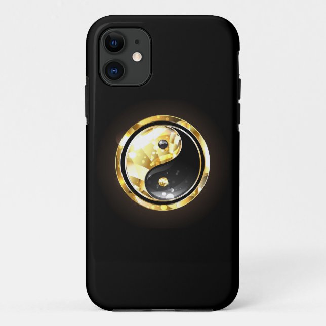 Gold Yin Yang auf schwarz Case-Mate iPhone Hülle (Rückseite)