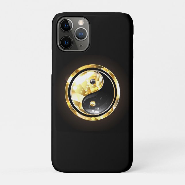Gold Yin Yang auf schwarz Case-Mate iPhone Hülle (Rückseite)