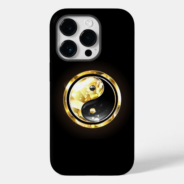 Gold Yin Yang auf schwarz Case-Mate iPhone Hülle (Rückseite)