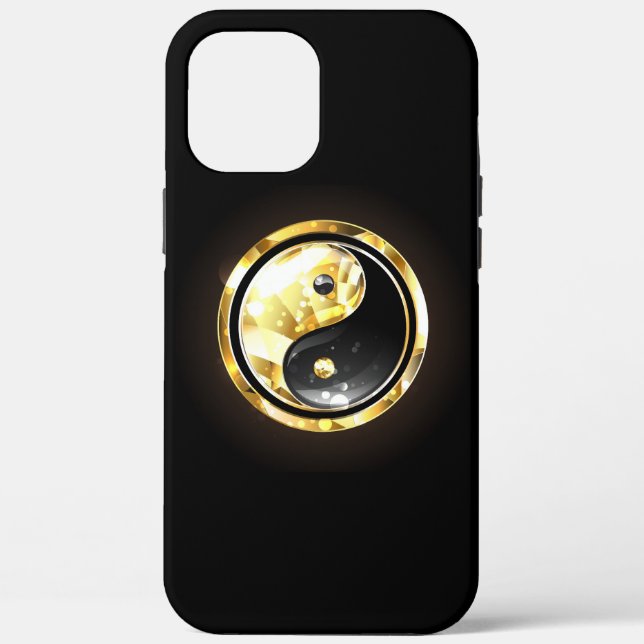 Gold Yin Yang auf schwarz Case-Mate iPhone Hülle (Rückseite)
