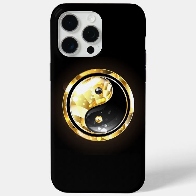Gold Yin Yang auf schwarz Case-Mate iPhone Hülle (Rückseite)