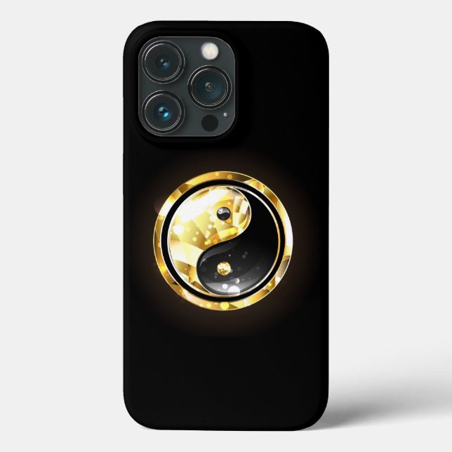 Gold Yin Yang auf schwarz Case-Mate iPhone Hülle (Rückseite)