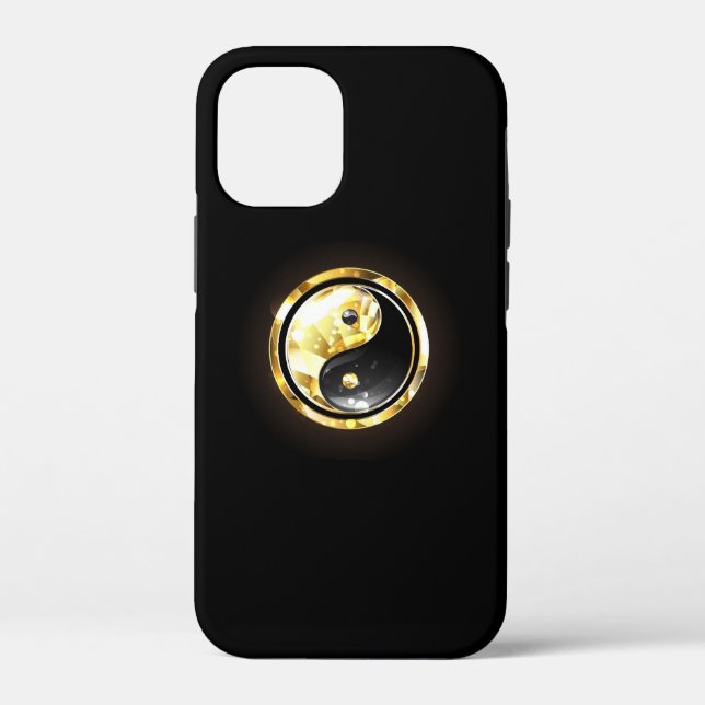 Gold Yin Yang auf schwarz Case-Mate iPhone Hülle (Rückseite)
