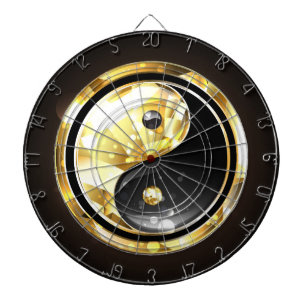 Gold Yin Yang auf schwarz Dartscheibe