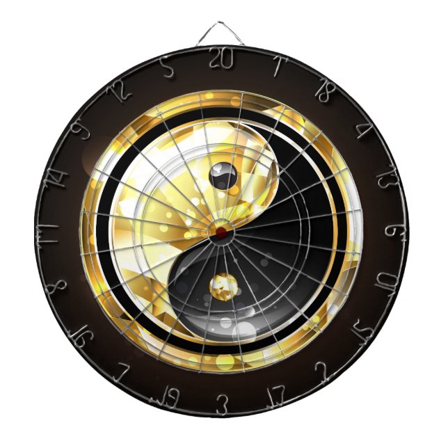 Gold Yin Yang auf schwarz Dartscheibe (vorne)