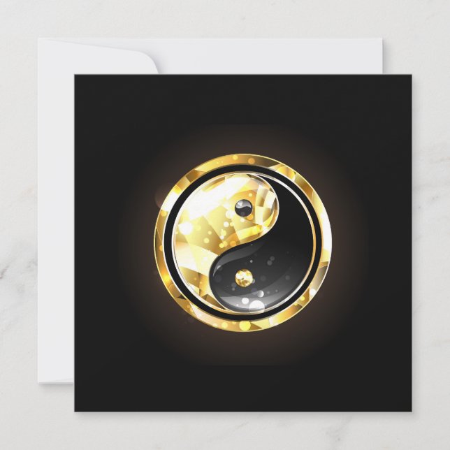 Gold Yin Yang auf schwarz Einladung (Vorderseite)