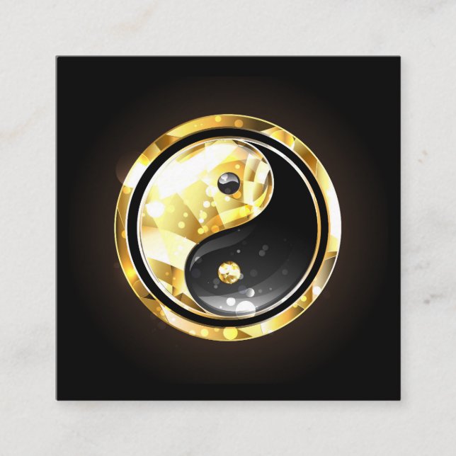 Gold Yin Yang auf schwarz Empfehlungskarte (Vorderseite)