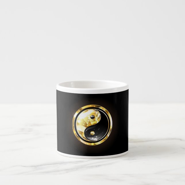 Gold Yin Yang auf schwarz Espressotasse (Vorderseite)