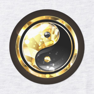 Gold Yin Yang auf schwarz Etiketten