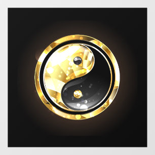 Gold Yin Yang auf schwarz Fensteraufkleber