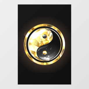 Gold Yin Yang auf schwarz Fensteraufkleber