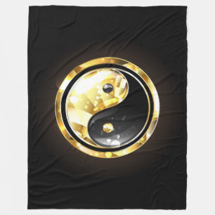 Gold Yin Yang auf schwarz Fleecedecke