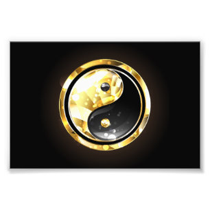 Gold Yin Yang auf schwarz Fotodruck