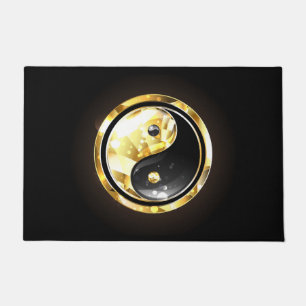 Gold Yin Yang auf schwarz Fußmatte