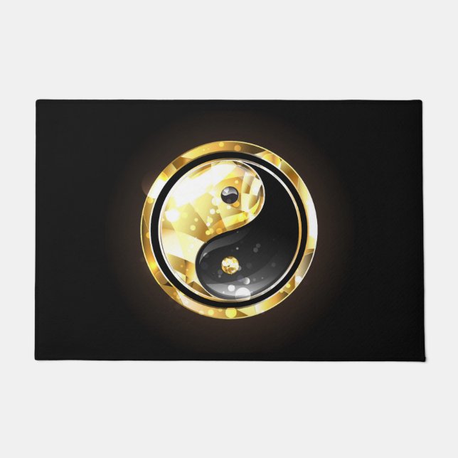 Gold Yin Yang auf schwarz Fußmatte (Vorderseite)