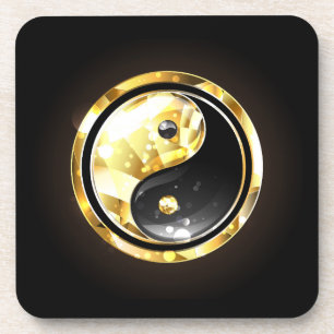 Gold Yin Yang auf schwarz Getränkeuntersetzer