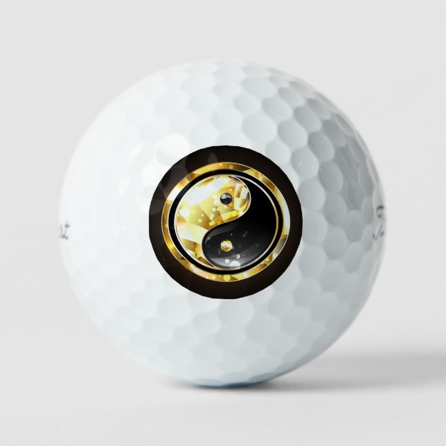 Gold Yin Yang auf schwarz Golfball (Vorderseite)
