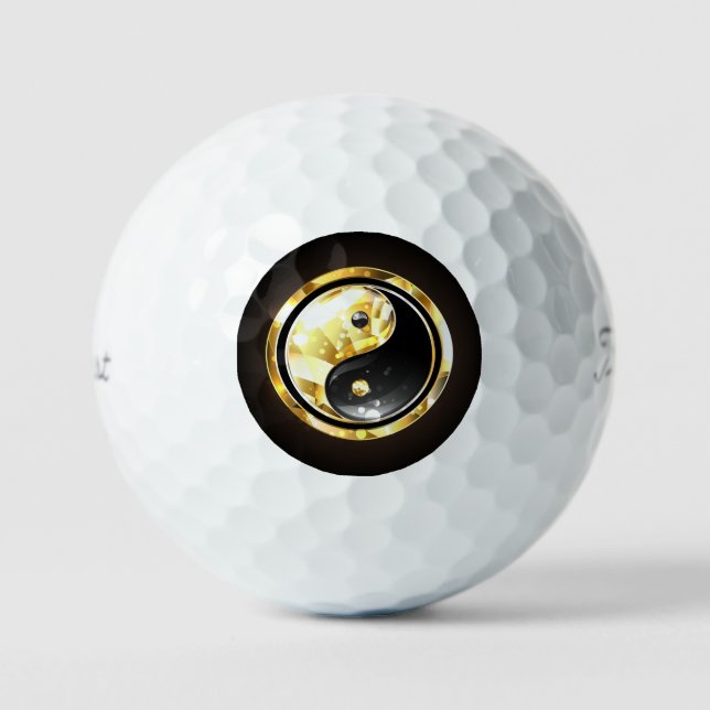 Gold Yin Yang auf schwarz Golfball (Vorderseite)