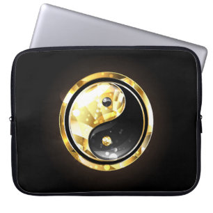 Gold Yin Yang auf schwarz Laptopschutzhülle