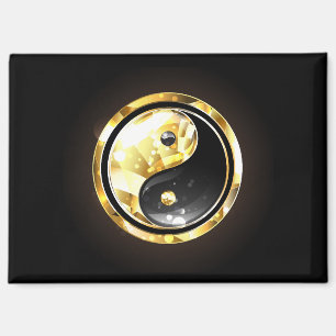 Gold Yin Yang auf schwarz Magnet