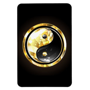 Gold Yin Yang auf schwarz Magnet