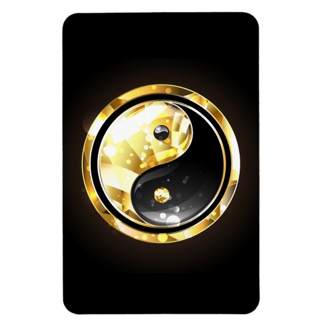 Gold Yin Yang auf schwarz Magnet (Vertikal)