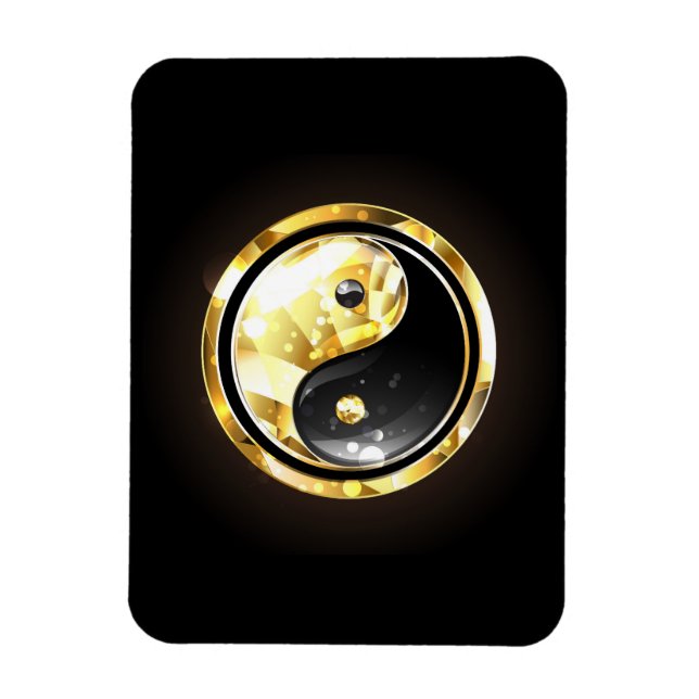 Gold Yin Yang auf schwarz Magnet (Vertikal)