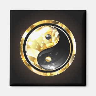 Gold Yin Yang auf schwarz Magnet