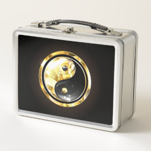 Gold Yin Yang auf schwarz Metall Brotdose