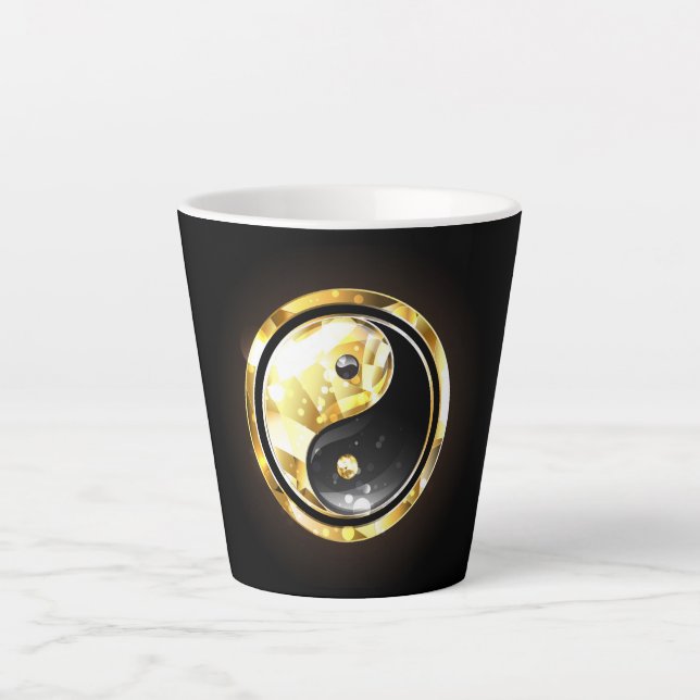 Gold Yin Yang auf schwarz Milchtasse (Vorderseite)