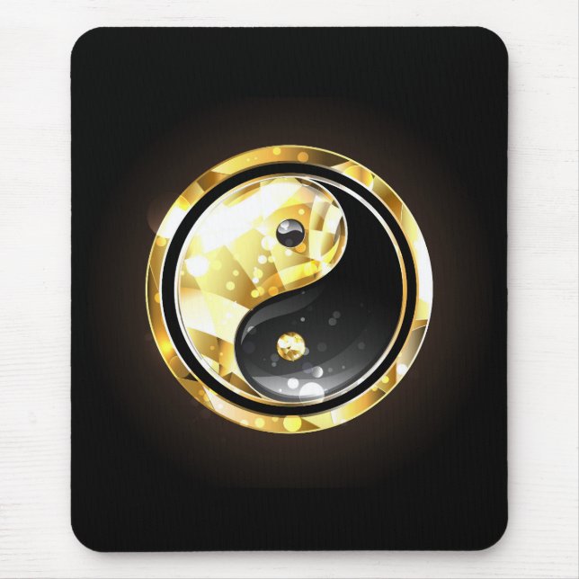 Gold Yin Yang auf schwarz Mousepad (Vorne)