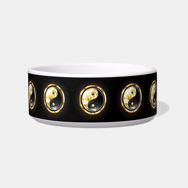 Gold Yin Yang auf schwarz Napf (Vorderseite)