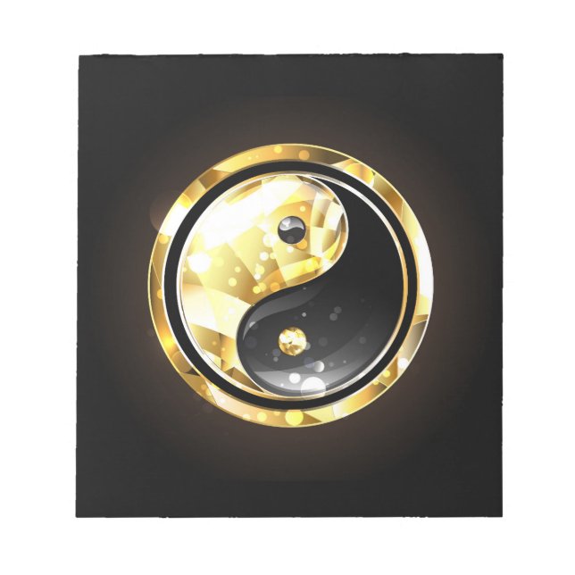 Gold Yin Yang auf schwarz Notizblock (Vorderseite)