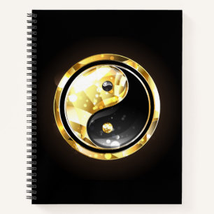 Gold Yin Yang auf schwarz Notizbuch