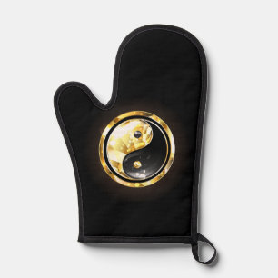 Gold Yin Yang auf Schwarz Ofenhandschuh