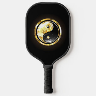 Gold Yin Yang auf schwarz Pickleball Schläger